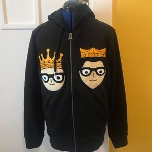 Crowned designer embroidered zip up hoodie IT 48